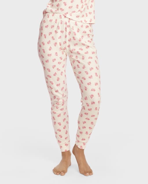 Womens Floral Thermal Pajama Pants