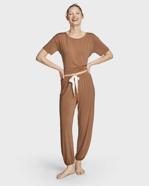 Womens Modal Pajama Set - Tan