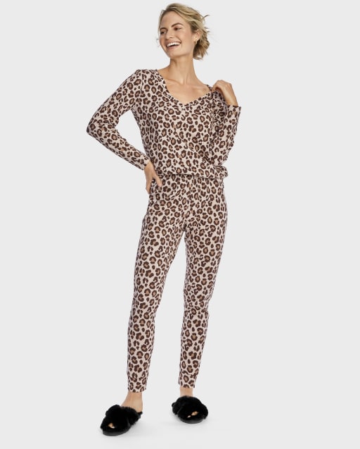 Womens Pajamas - Leopard Thermal Collection