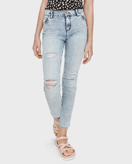 Girls Distressed High Rise Skinny Jeans