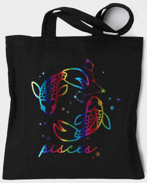 Teen Girls Pisces Zodiac Canvas Tote Bag