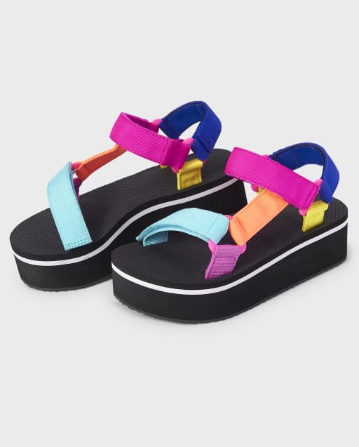 Sandalias de plataforma colorblock para niñas adolescentes
