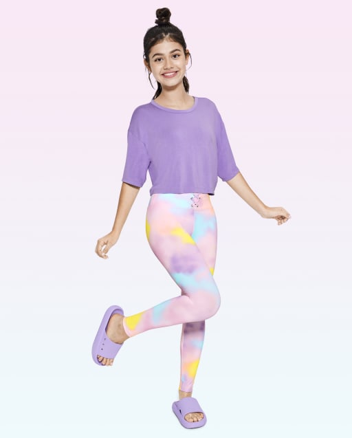 Tween Girls Tie Dye Lace Up Leggings
