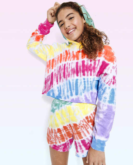 Tween Girls Tie Dye Cropped Hoodie