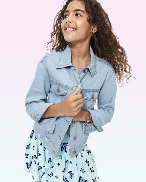 Girls Distressed Denim Jacket