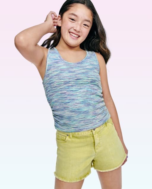 Teen Girls Garment Dye Frayed Shorts