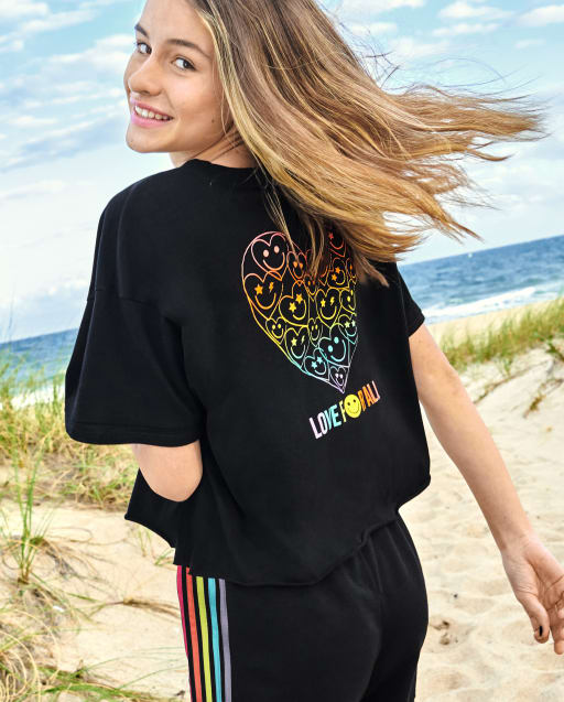Teen Girls Short Sleeve Love for All Cropped Tee