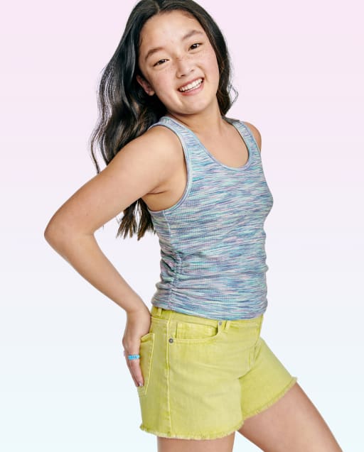 Girls Space Dye Ruched Tank