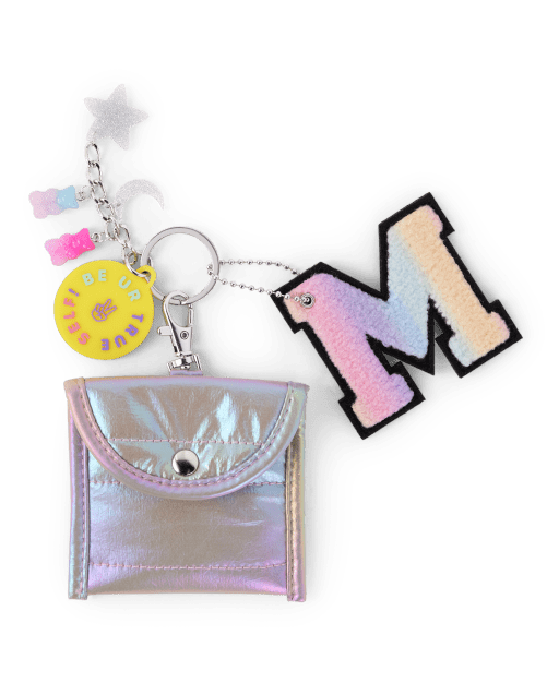 Teen Girls Pouch Keychain with Tie Dye Initial Charm