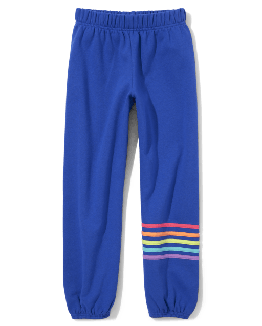 Girls Rainbow Striped Cozy Campus Pants