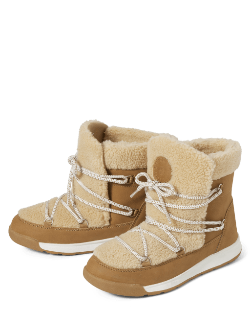 Tween Girls Faux Fur Lace Up Boots