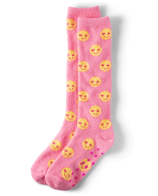 Girls Logo Happy Face Cozy Socks