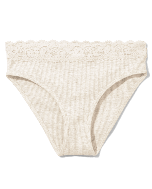 Tween Girls Ribbed Lace Trim Bikini Underwear