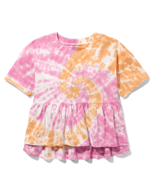 Tween Girls Tie Dye Boxy Peplum Tee