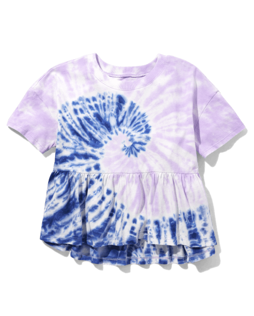 Tween Girls Tie Dye Boxy Peplum Tee