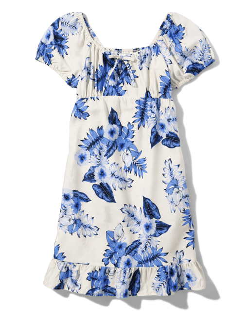 Vestido babydoll tropical para niñas preadolescentes