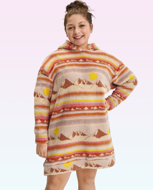 Tween Girls Scenic Sherpa Hoodie Nightgown