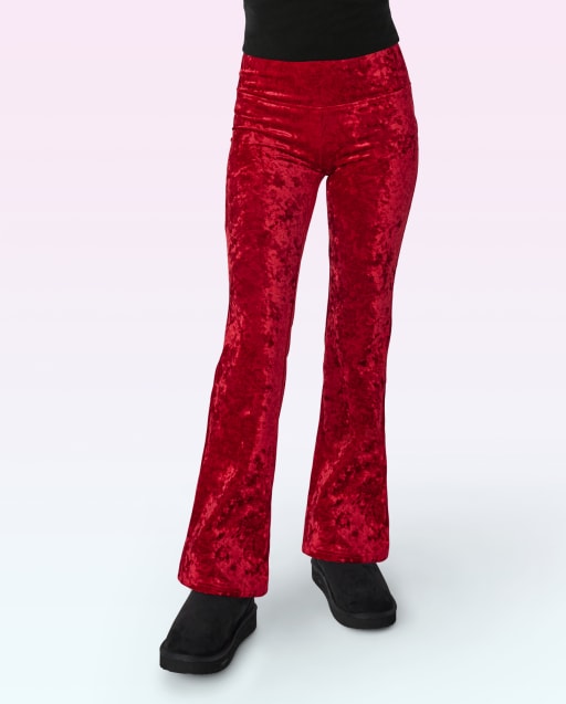 Tween Girls High Rise Velour Flare Leggings