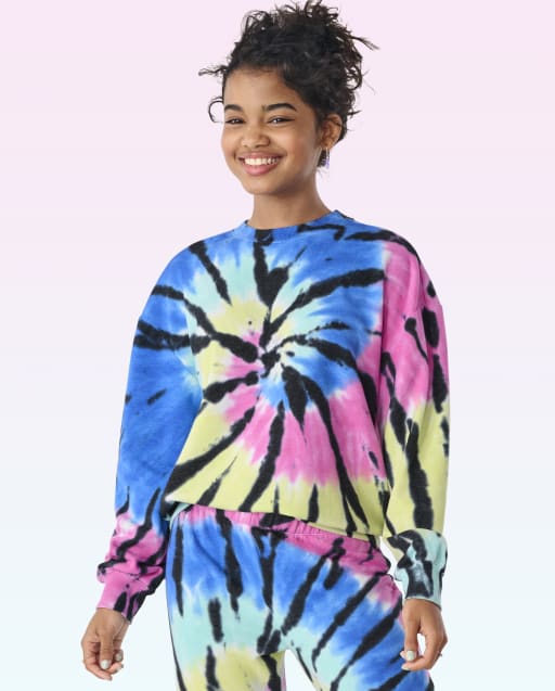 Tween Girls Tie Dye Fleece Sweatshirt