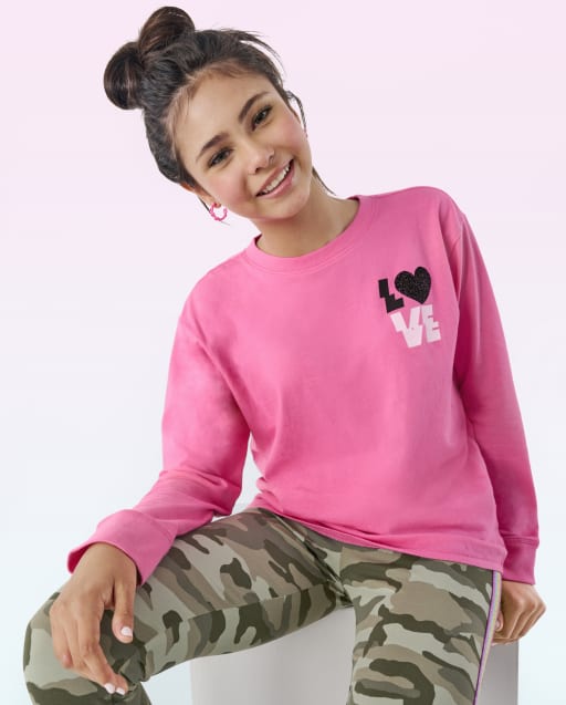 Camiseta con estampado extragrande de Tween Girls Love