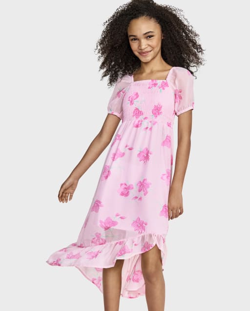 Tween Girls Floral Smocked Maxi Dress