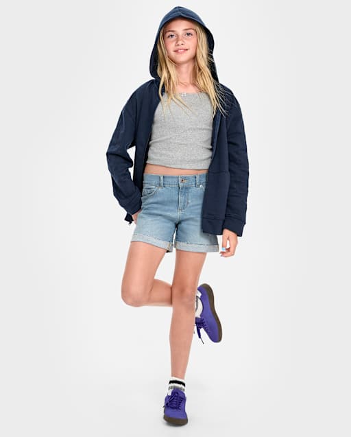 Tween Girls Denim Midi Shorts - Plus