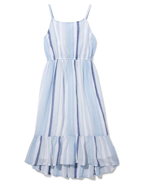 Tween Girls Striped Midi Tiered Dress