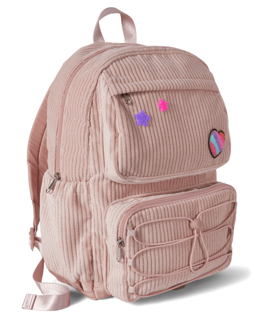 Tween Girls Shimmer Heart Corduroy Cargo Backpack