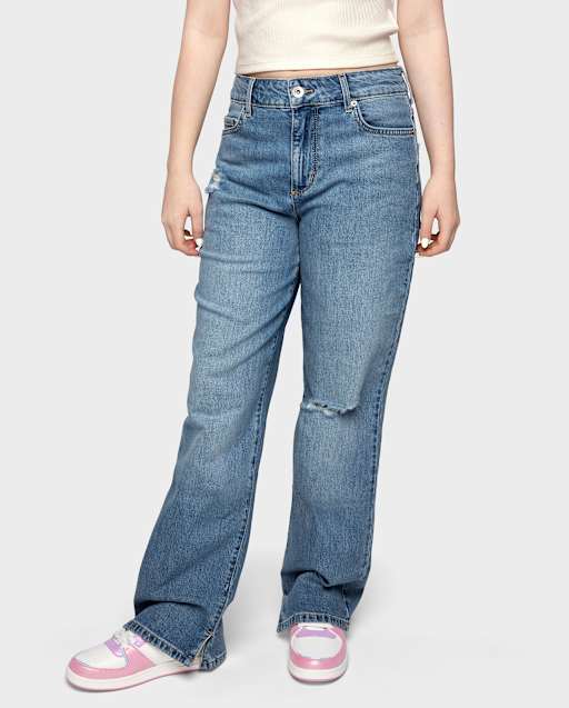 Tween Girls Side Vent Relaxed Straight Jeans