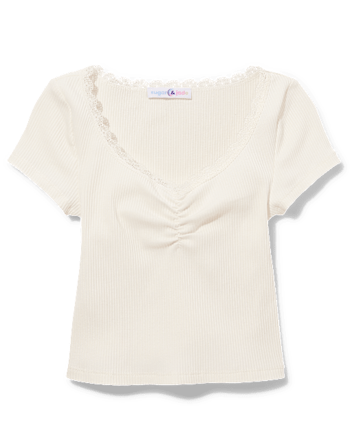 Tween Girls Ribbed Cinch Cropped Top