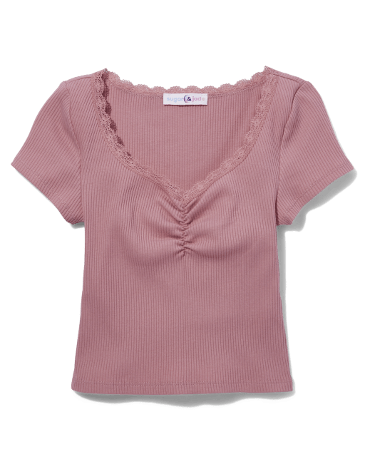 Tween Girls Ribbed Cinch Cropped Top