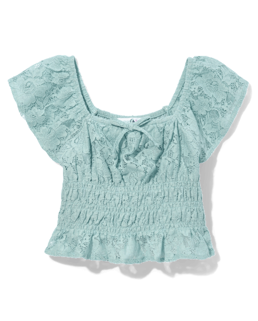 Tween Girls Lace Flutter Top