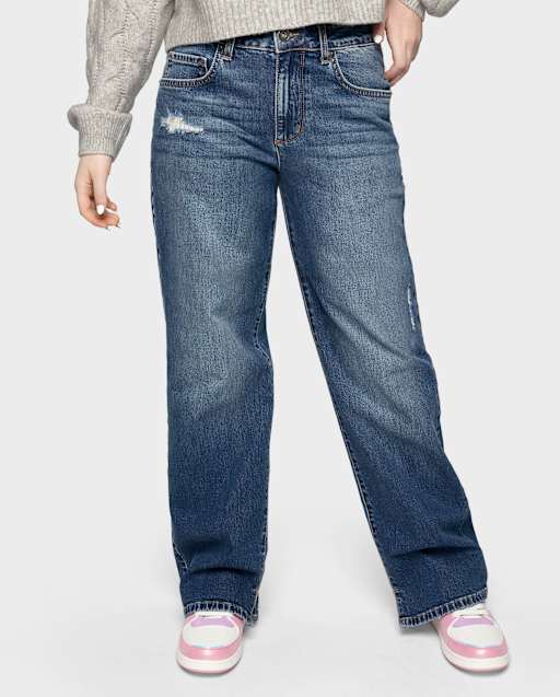 Tween Girls Side Vent Relaxed Straight Jeans