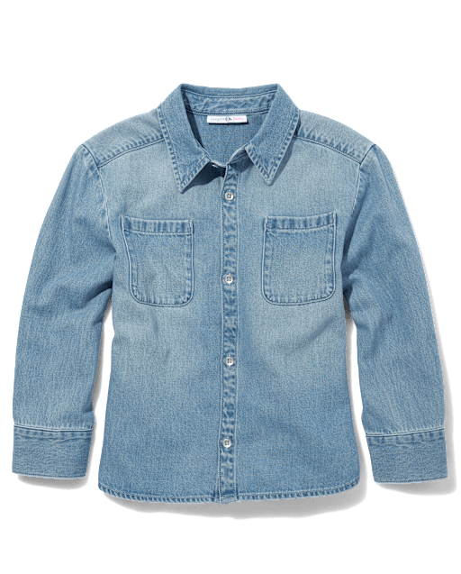 Tween Girls Denim Boyfriend Button Up Shirt