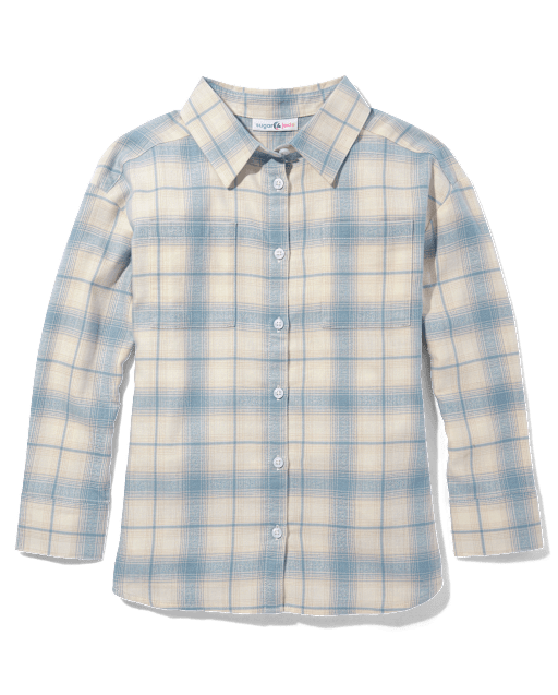 Tween Girls Plaid Button Up Shirt