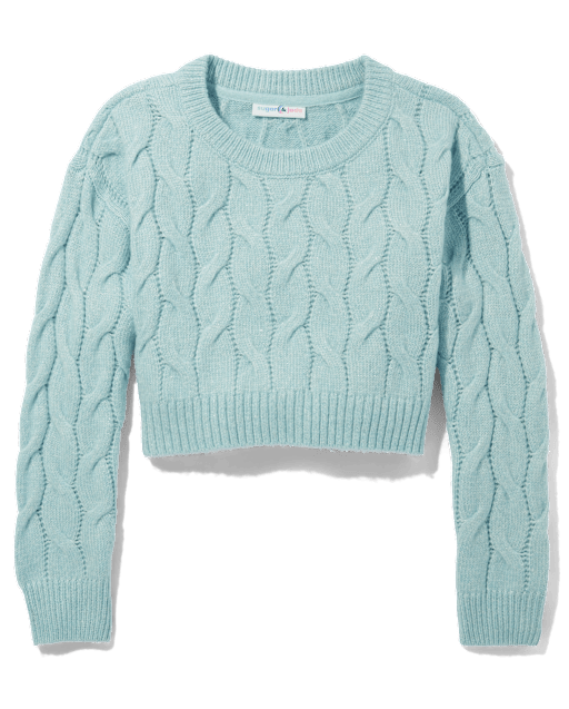 Tween Girls Cable Knit Cropped Sweater
