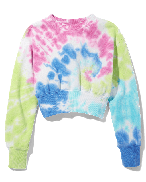 Tween Girls Tie Dye Cropped Sweatshirt