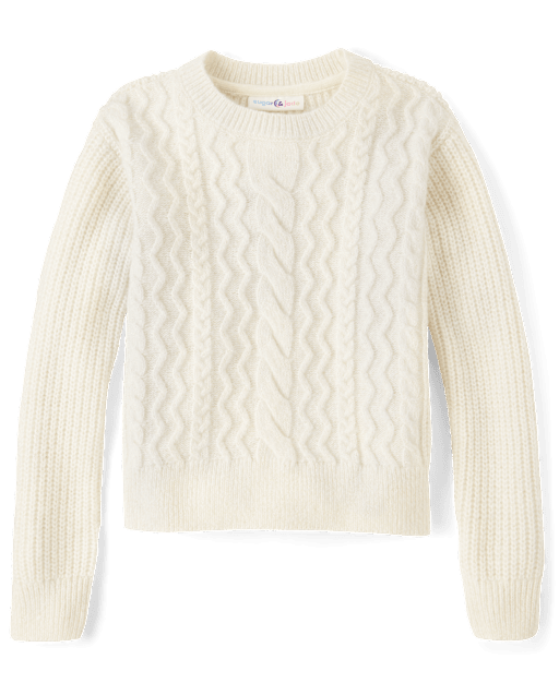 Tween Girls Shimmer Cable Knit Sweater
