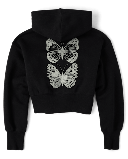 Tween Girls Fleece Cropped Zip Up Hoodie