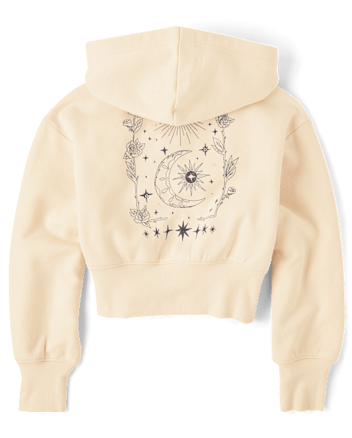 Tween Girls Fleece Cropped Zip Up Hoodie
