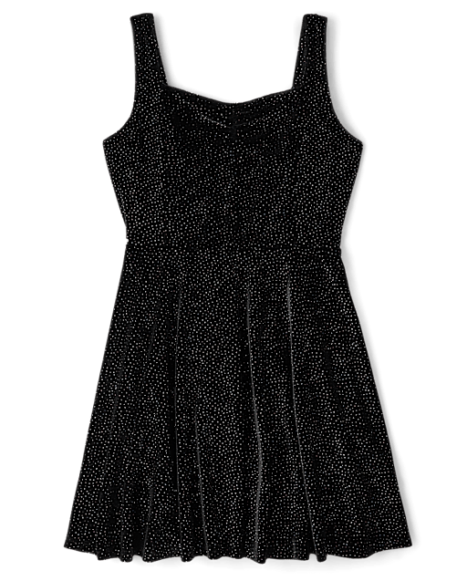 Tween Girls Glitter Velour Fit And Flare Dress