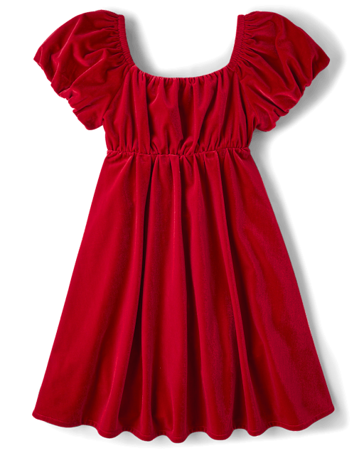 Tween Girls Velour Ruffle Dress