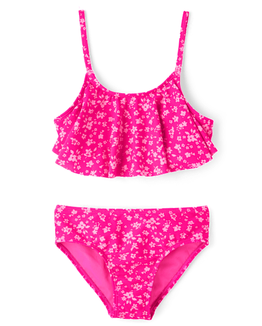 Tween Girls Floral Ruffle Bikini Swimsuit