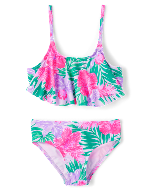 Tween Girls Floral Ruffle Bikini Swimsuit