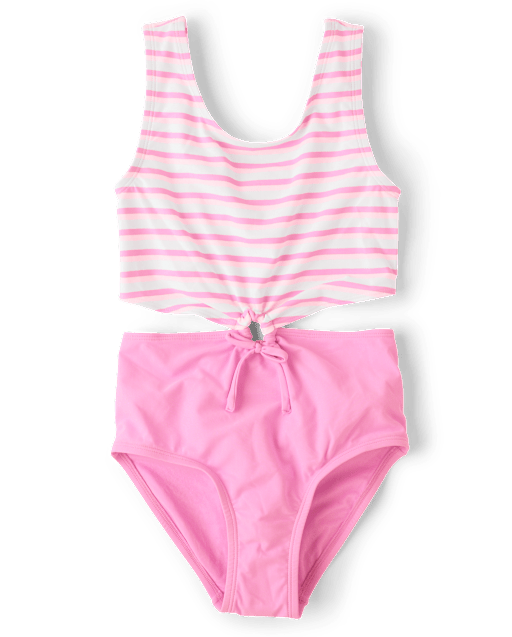 Tween Girls Print Cut Out One Piece Swimsuit