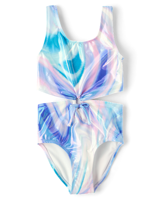 Tween Girls Print Cut Out One Piece Swimsuit