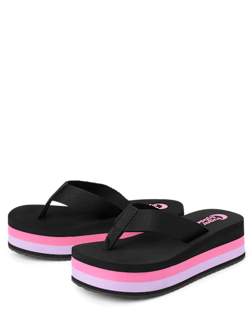 Tween Girls Striped Platform Flip Flops