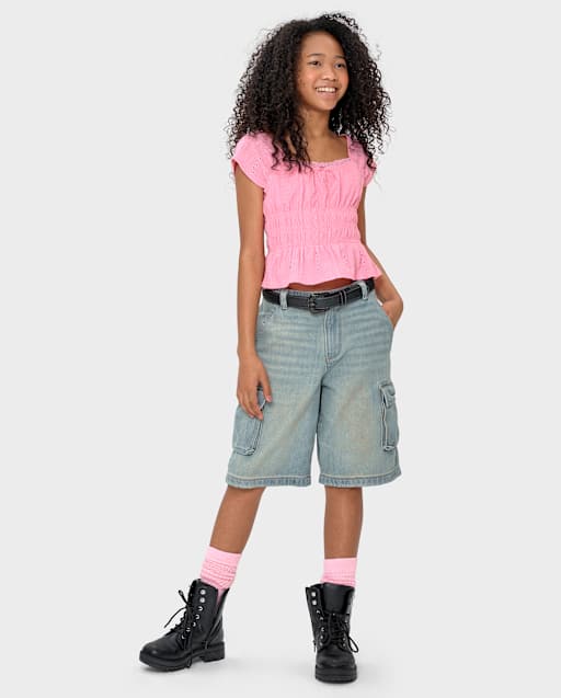 Tween Denim Baggy Cargo Jorts