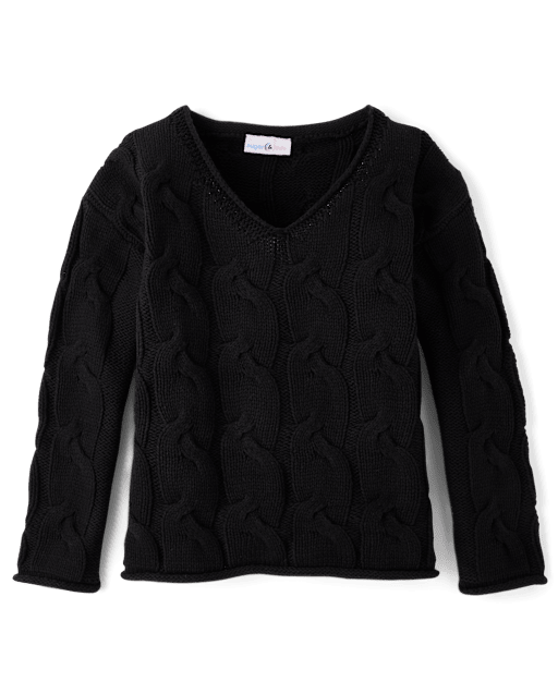 Tween Girls Oversized Cable Knit Sweater