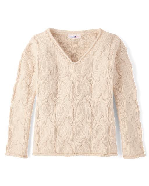 Tween Girls Oversized Cable Knit Sweater